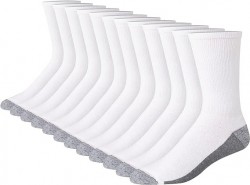 12-Pack Hanes Men's Max Cushioned Moisture-Wicking Crew Socks 