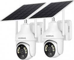 2-Pack SEHMUA 2K Solar Wireless Outdoor Security Cameras 