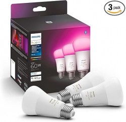 Philips Hue White and Color Ambiance A19 LED Smart Bulbs 3-Pack 