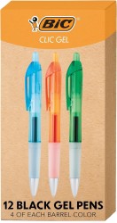 12-Count BIC Intensity Clic Medium Point 0.7mm Black Gel Pens 