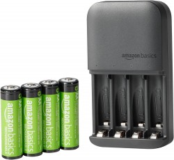 Amazon Basics 4 Bay AA & AAA Battery Charger + 4x AA Batteries for 