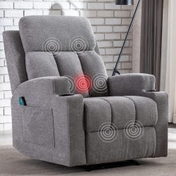 ANJ 33.5" Wide Fabric Heated Massage Recliner Chair with Remote 