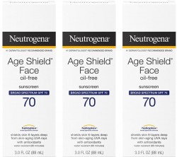 3-Pack 3oz Neutrogena Age Shield Face SPF 70 Sunscreen Lotion 