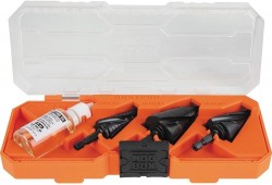 Klein Tools 3-Piece Electrician's Step Bit Set w/ Cutting Oil 