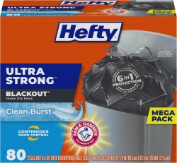 80-Count Hefty Ultra Strong 13 Gallon Kitchen Trash Bags 