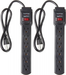  Amazon Basics 6-Outlet Surge Protector Power Strip 2-Pack 