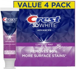 Crest 3D White Advanced Luminous Mint Teeth Whitening Toothpaste 4-Pack 