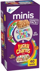 Lucky Charms and Cinnamon Toast Crunch Mini Treat Bar Variety Pack 