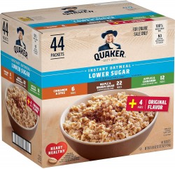 44-Ct Quaker Lower Sugar Instant Oatmeal Packets 