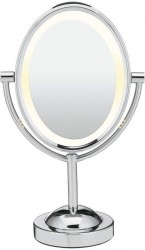 Conair Oval Polished Chrome Double-Sided Lighted Makeup Mirror 